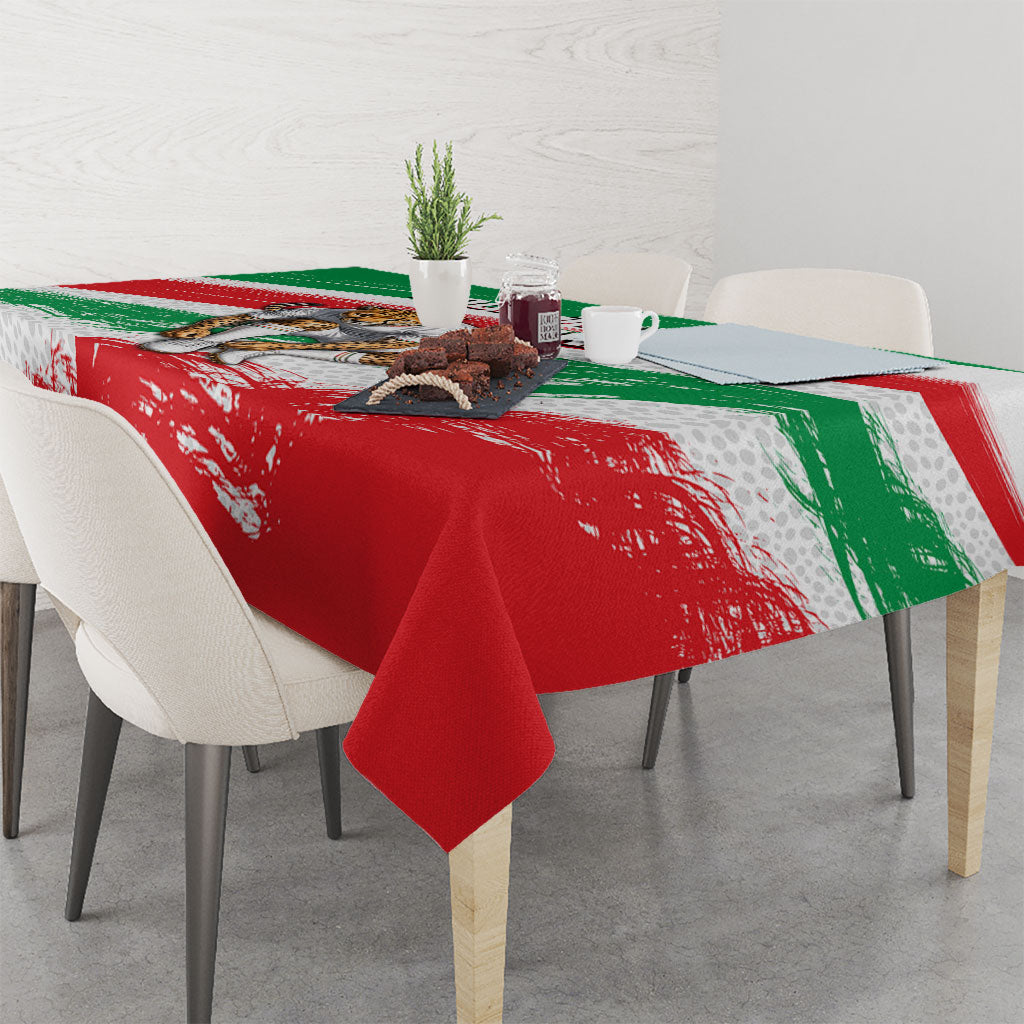 Personalized Iran Football Team Melli Tablecloth Iranian Cheetah Patriotic Flag