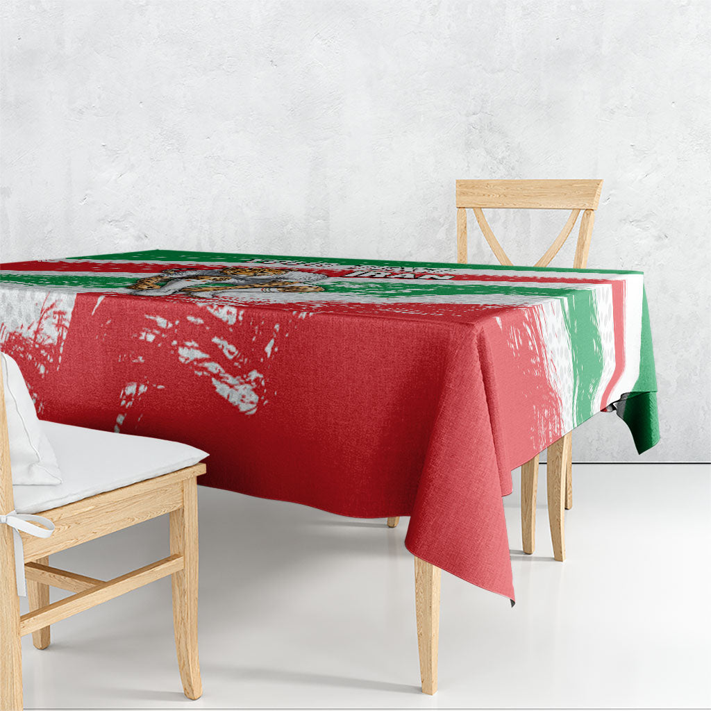 Personalized Iran Football Team Melli Tablecloth Iranian Cheetah Patriotic Flag