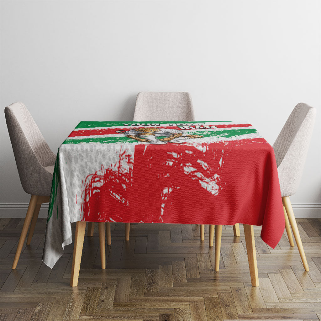 Personalized Iran Football Team Melli Tablecloth Iranian Cheetah Patriotic Flag