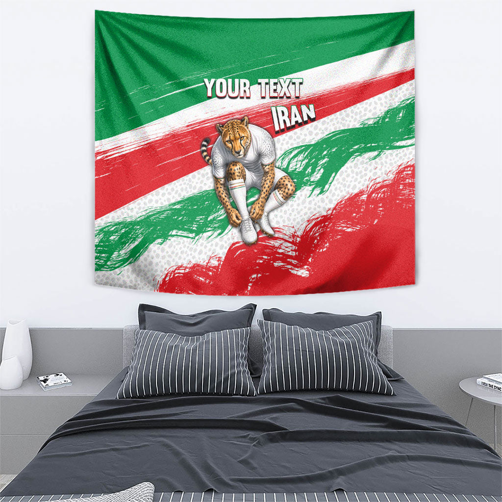 Personalized Iran Football Team Melli Tapestry Iranian Cheetah Patriotic Flag