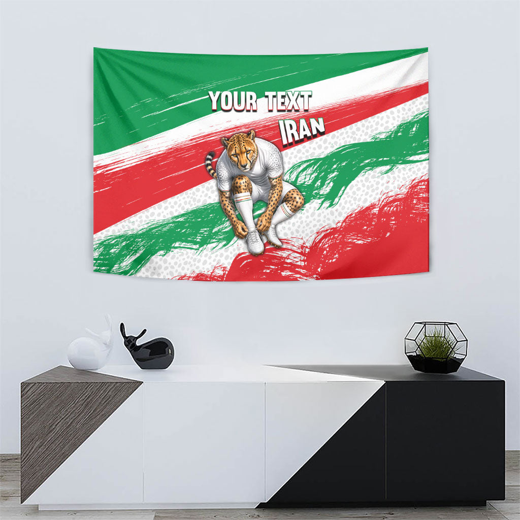 Personalized Iran Football Team Melli Tapestry Iranian Cheetah Patriotic Flag