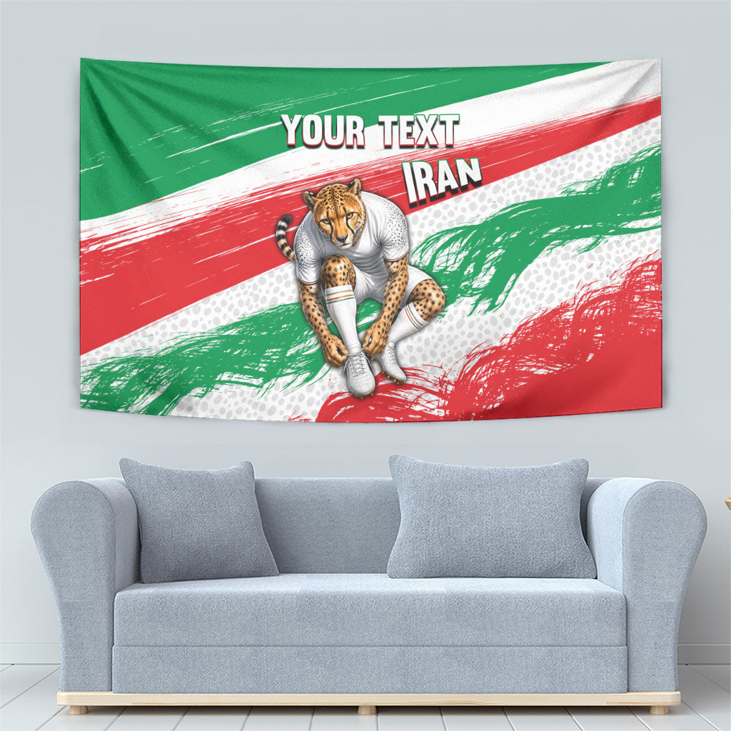 Personalized Iran Football Team Melli Tapestry Iranian Cheetah Patriotic Flag