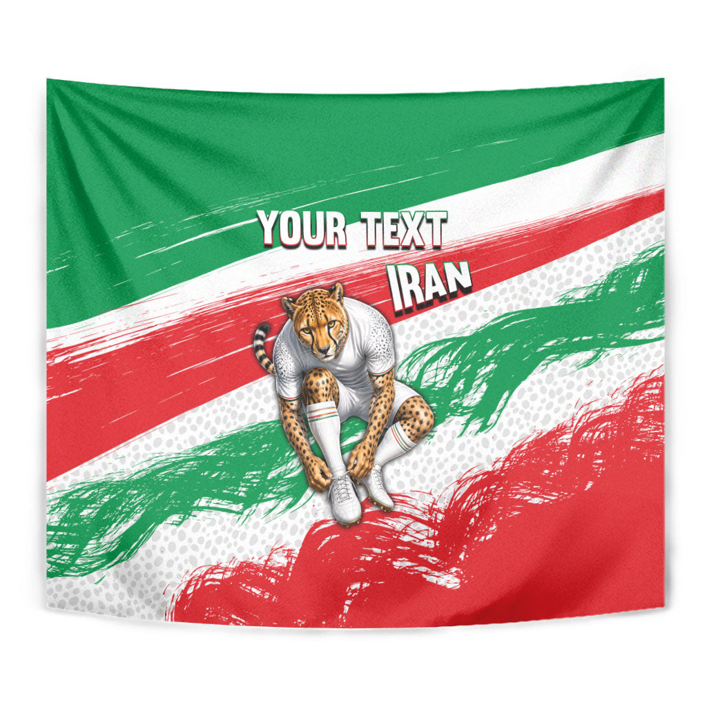 Personalized Iran Football Team Melli Tapestry Iranian Cheetah Patriotic Flag