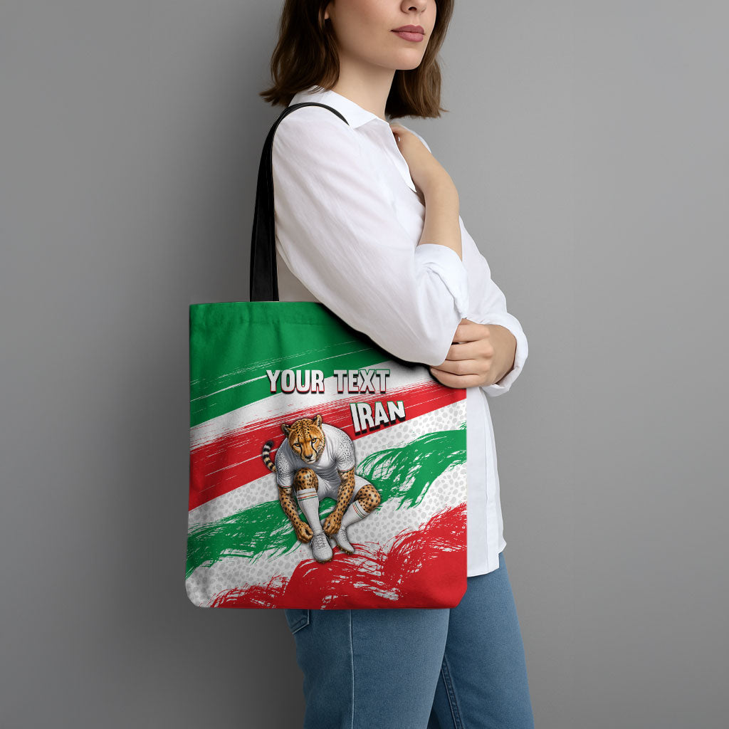 Personalized Iran Football Team Melli Tote Bag Iranian Cheetah Patriotic Flag