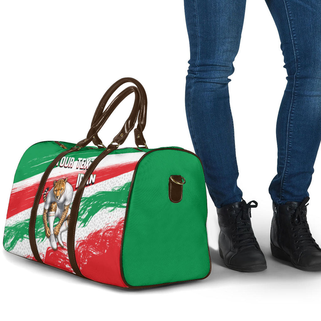 Personalized Iran Football Team Melli Travel Bag Iranian Cheetah Patriotic Flag