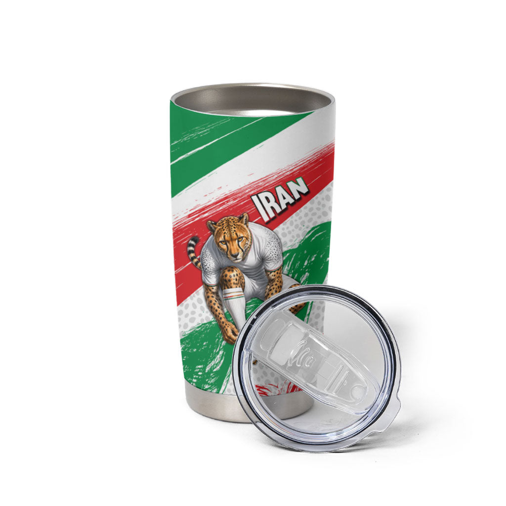 Personalized Iran Football Team Melli Tumbler Cup Iranian Cheetah Patriotic Flag