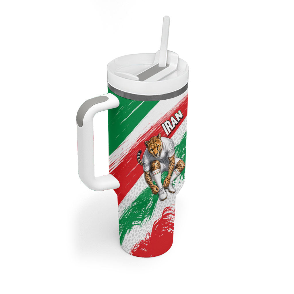 Personalized Iran Football Team Melli Tumbler With Handle Iranian Cheetah Patriotic Flag