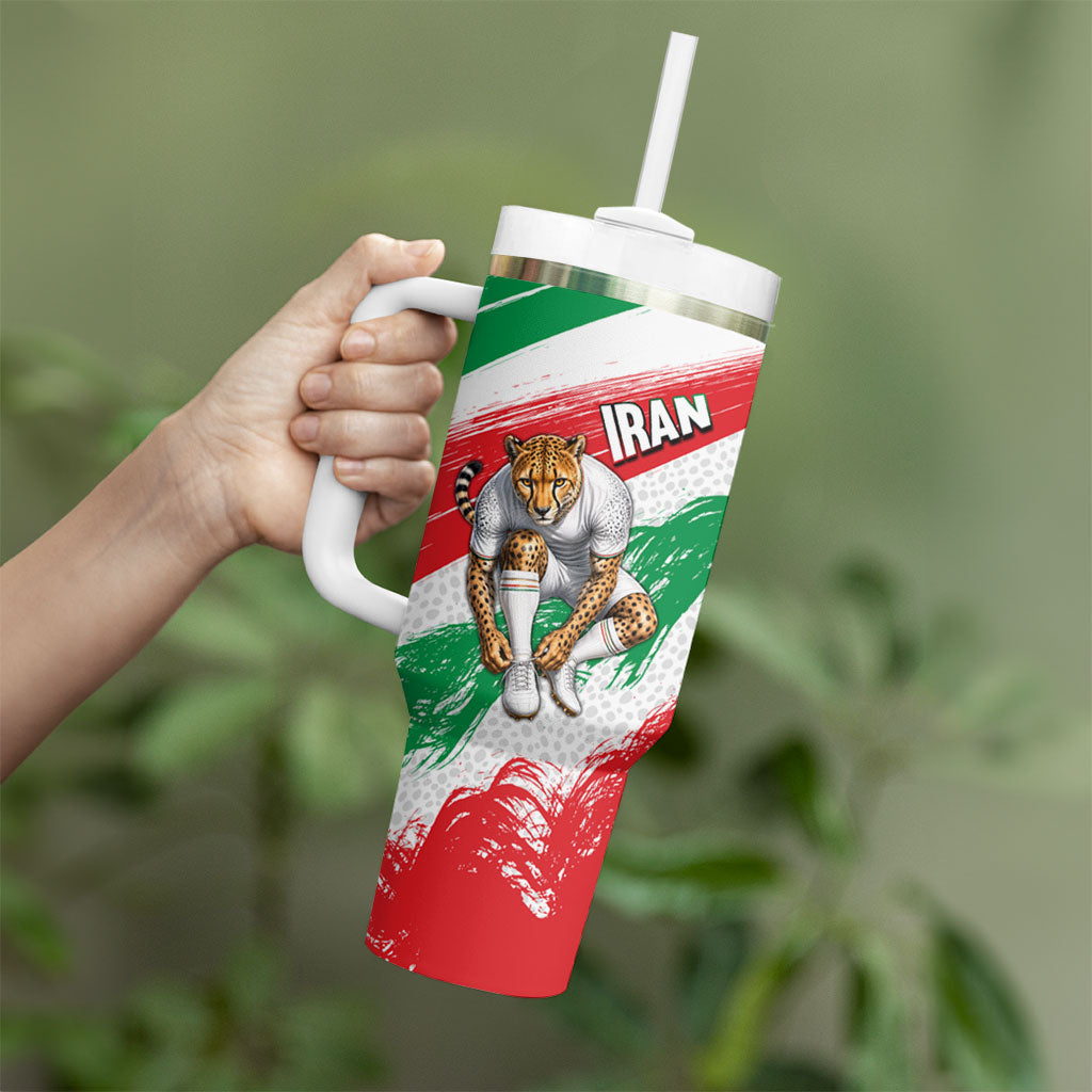 Personalized Iran Football Team Melli Tumbler With Handle Iranian Cheetah Patriotic Flag