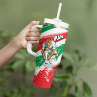 Personalized Iran Football Team Melli Tumbler With Handle Iranian Cheetah Patriotic Flag