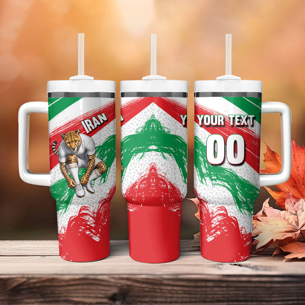 Personalized Iran Football Team Melli Tumbler With Handle Iranian Cheetah Patriotic Flag