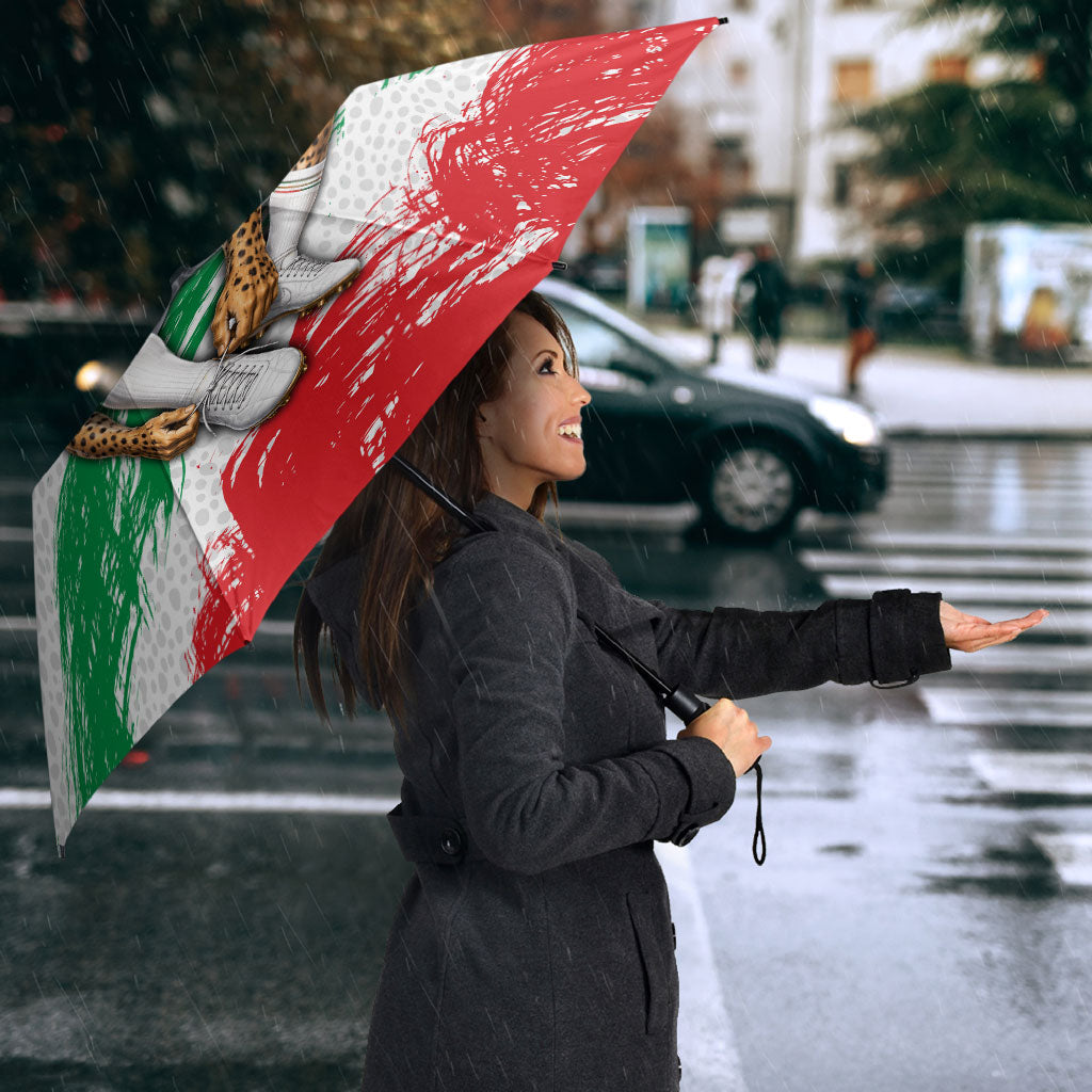 Personalized Iran Football Team Melli Umbrella Iranian Cheetah Patriotic Flag
