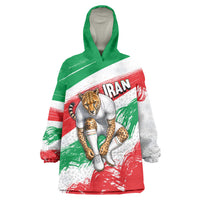 Personalized Iran Football Team Melli Wearable Blanket Hoodie Iranian Cheetah Patriotic Flag