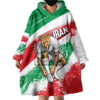 Personalized Iran Football Team Melli Wearable Blanket Hoodie Iranian Cheetah Patriotic Flag