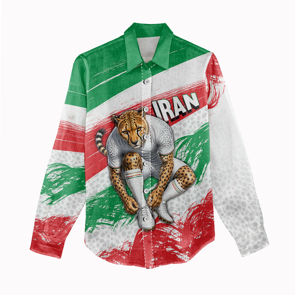 Personalized Iran Football Team Melli Women Casual Shirt Iranian Cheetah Patriotic Flag