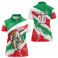 Personalized Iran Football Team Melli Women Polo Shirt Iranian Cheetah Patriotic Flag