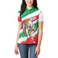 Personalized Iran Football Team Melli Women Polo Shirt Iranian Cheetah Patriotic Flag