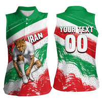 Personalized Iran Football Team Melli Women Sleeveless Polo Shirt Iranian Cheetah Patriotic Flag