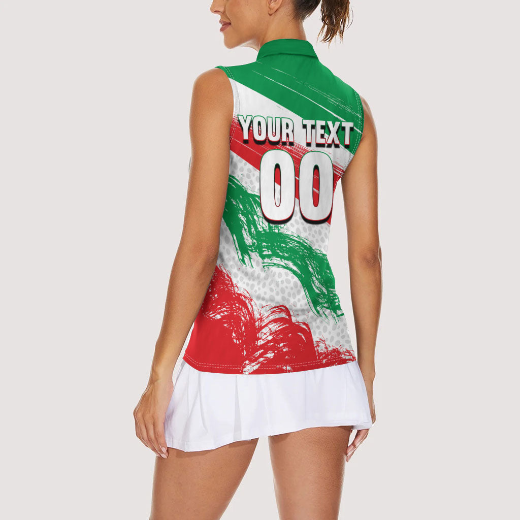Personalized Iran Football Team Melli Women Sleeveless Polo Shirt Iranian Cheetah Patriotic Flag