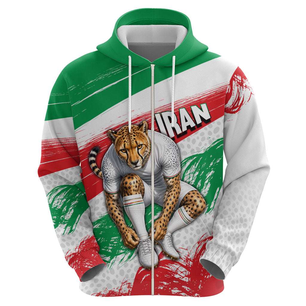 Personalized Iran Football Team Melli Zip Hoodie Iranian Cheetah Patriotic Flag