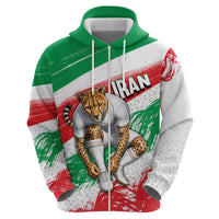 Personalized Iran Football Team Melli Zip Hoodie Iranian Cheetah Patriotic Flag