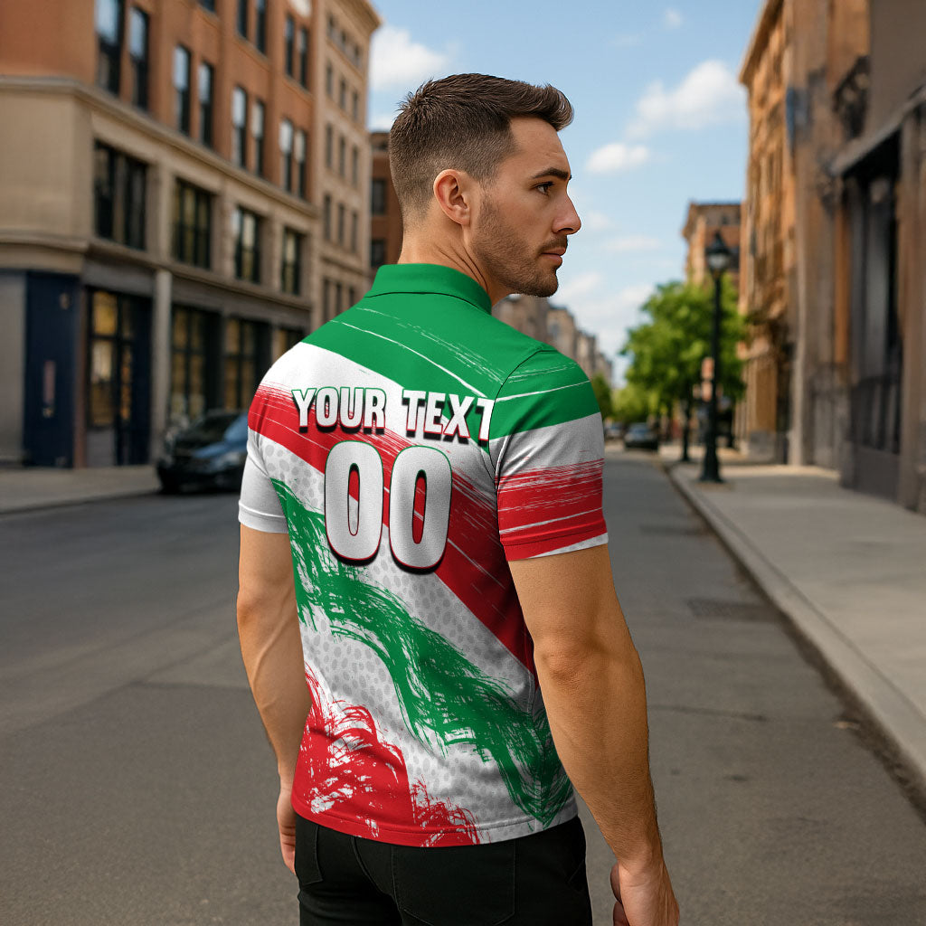 Personalized Iran Football Team Melli Zipper Polo Shirt Iranian Cheetah Patriotic Flag