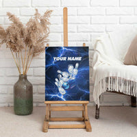 Blue Lightning Bowling Hoodie Canvas Wall Art with Striking Ball and Pins Graphic and Custom Name Design - Wonder Print Shop