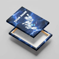 Blue Lightning Bowling Hoodie Canvas Wall Art with Striking Ball and Pins Graphic and Custom Name Design - Wonder Print Shop