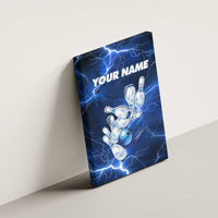 Blue Lightning Bowling Hoodie Canvas Wall Art with Striking Ball and Pins Graphic and Custom Name Design - Wonder Print Shop