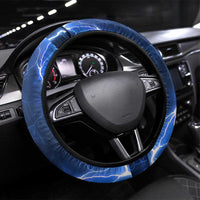 Blue Lightning Bowling Hoodie Steering Wheel Cover with Striking Ball and Pins Graphic and Name Design - Wonder Print Shop