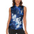 Blue Lightning Bowling Hoodie Women Sleeveless Polo Shirt with Striking Ball and Pins Graphic and Custom Name Design - Wonder Print Shop