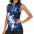 Blue Lightning Bowling Hoodie Women Sleeveless Polo Shirt with Striking Ball and Pins Graphic and Custom Name Design - Wonder Print Shop
