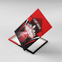 Red Bowling Strike Graphic Canvas Wall Art with Pins and Ball and Custom Name Design - Wonder Print Shop
