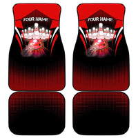Red Bowling Strike Graphic Car Mats with Pins and Ball and Custom Name Design - Wonder Print Shop