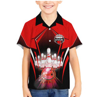 Red Bowling Strike Graphic Family Matching Mermaid Dress and Hawaiian Shirt with Pins and Ball and Custom Name Design - Wonder Print Shop
