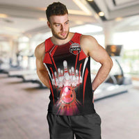 Red Bowling Strike Graphic Men Tank Top with Pins and Ball and Custom Name Design - Wonder Print Shop