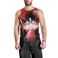 Red Bowling Strike Graphic Men Tank Top with Pins and Ball and Custom Name Design - Wonder Print Shop