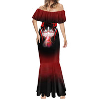 Red Bowling Strike Graphic Mermaid Dress with Pins and Ball and Custom Name Design - Wonder Print Shop