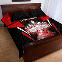 Red Bowling Strike Graphic Quilt Bed Set with Pins and Ball and Custom Name Design - Wonder Print Shop