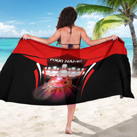Red Bowling Strike Graphic Sarong with Pins and Ball and Custom Name Design - Wonder Print Shop