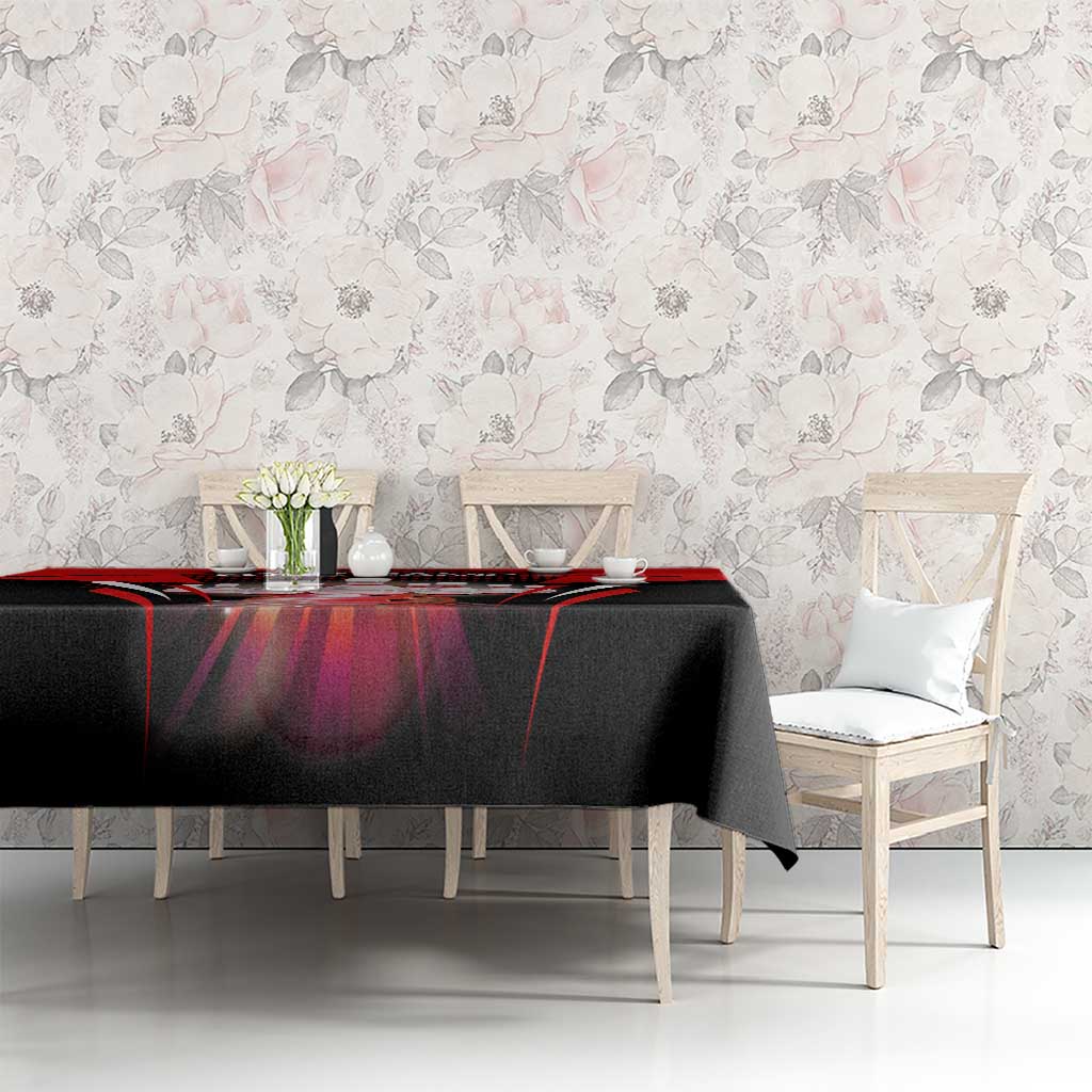 Red Bowling Strike Graphic Tablecloth with Pins and Ball and Custom Name Design - Wonder Print Shop