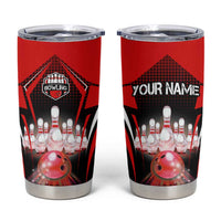 Red Bowling Strike Graphic Tumbler Cup with Pins and Ball and Custom Name Design - Wonder Print Shop