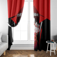 Red Bowling Strike Graphic Window Curtain with Pins and Ball and Custom Name Design - Wonder Print Shop