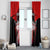 Red Bowling Strike Graphic Window Curtain with Pins and Ball and Custom Name Design - Wonder Print Shop