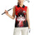 Red Bowling Strike Graphic Women Sleeveless Polo Shirt with Pins and Ball and Custom Name Design - Wonder Print Shop