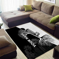 Black and White Disc Golf Tree Graphic Area Rug with Roots Silhouette and Custom Name Design - Wonder Print Shop
