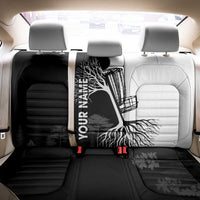 Black and White Disc Golf Tree Graphic Back Car Seat Cover with Roots Silhouette and Custom Name Design - Wonder Print Shop