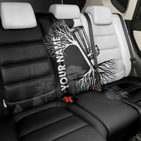 Black and White Disc Golf Tree Graphic Back Car Seat Cover with Roots Silhouette and Custom Name Design - Wonder Print Shop