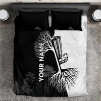 Black and White Disc Golf Tree Graphic Bedding Set with Roots Silhouette and Custom Name Design - Wonder Print Shop