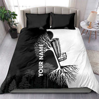 Black and White Disc Golf Tree Graphic Bedding Set with Roots Silhouette and Custom Name Design - Wonder Print Shop
