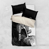 Black and White Disc Golf Tree Graphic Bedding Set with Roots Silhouette and Custom Name Design - Wonder Print Shop
